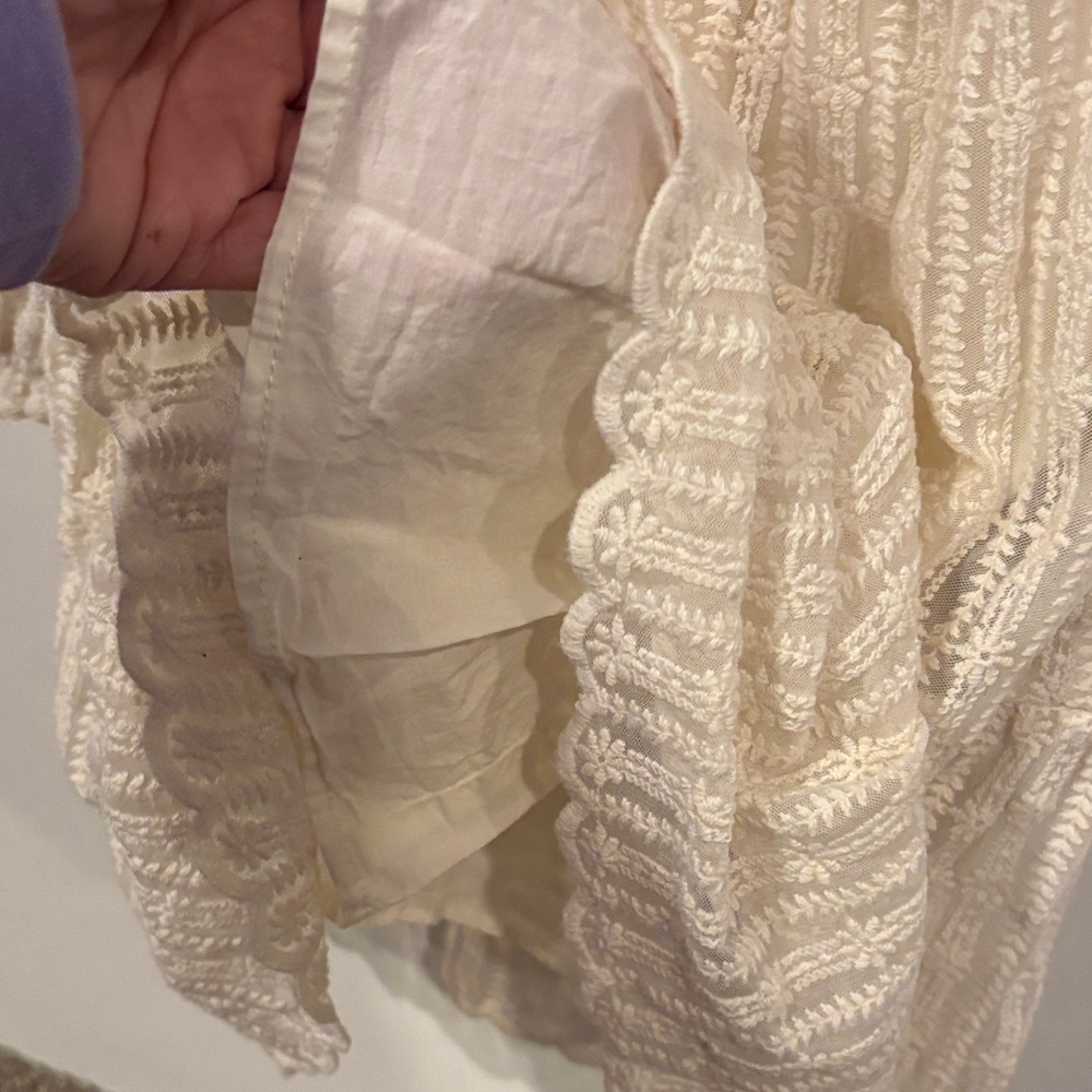 Zara Cream Textured Kids Dress - Picture 4 of 5